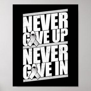 Never Give Up Never Give In Lung Cancer Awareness Poster