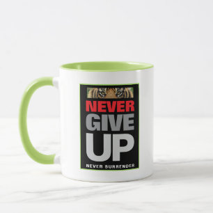 Never Give Up Never Surrender White & Green Combo Mug