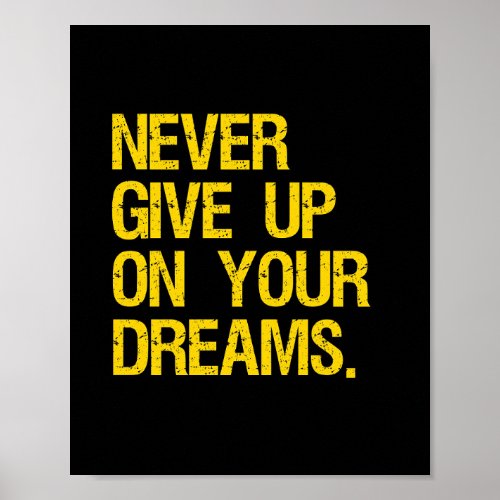 Never Give Up On Your Dreams Motivational Quote Poster