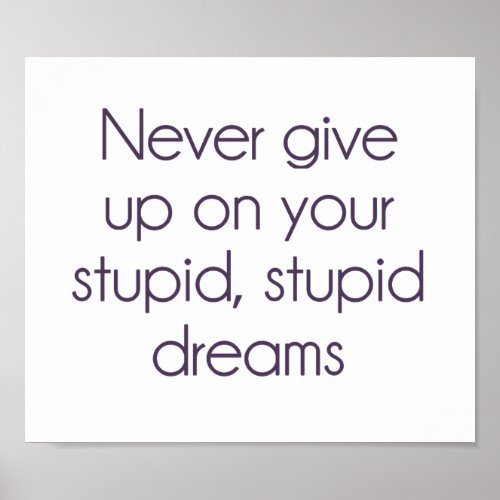 Never Give Up On Your Stupid Dreams Poster