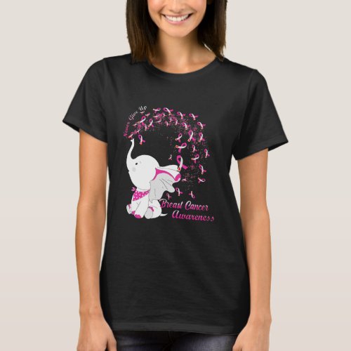 Never Give Up Pink Elephant Breast T_Shirt