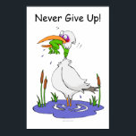 Never Give Up Poster<br><div class="desc">Frog prevents bird from swallowing by choking</div>