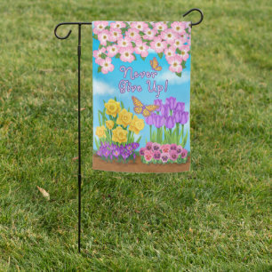 Never Give Up Reversible Garden Flag