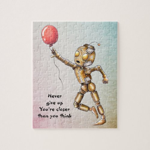 Never Give Up Robot And Balloon  Jigsaw Puzzle