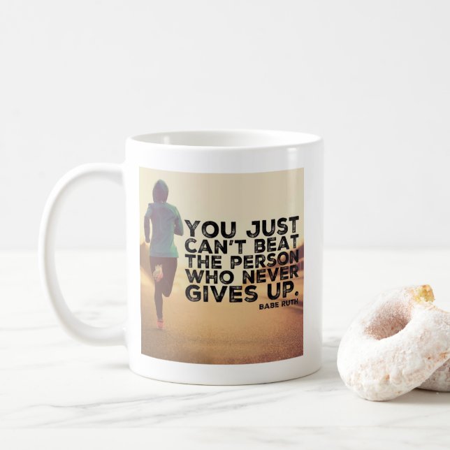 Never Give Up - Running Workout Inspirational Coffee Mug (With Donut)