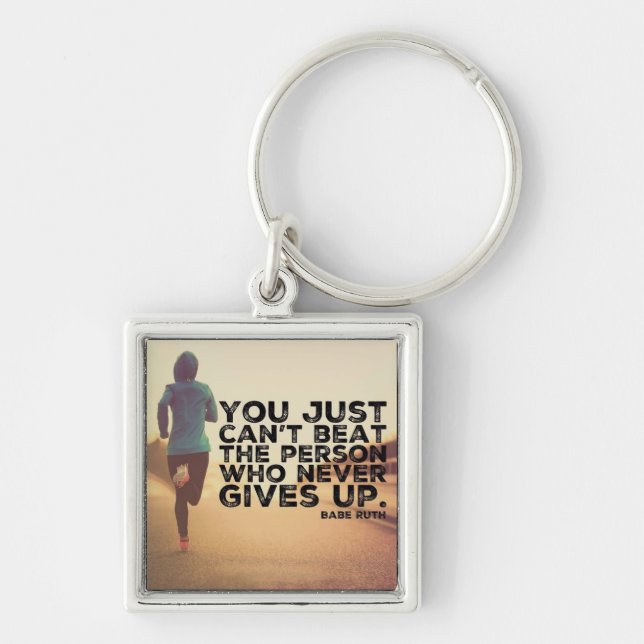 Never Give Up - Running Workout Inspirational Keychain (Front)