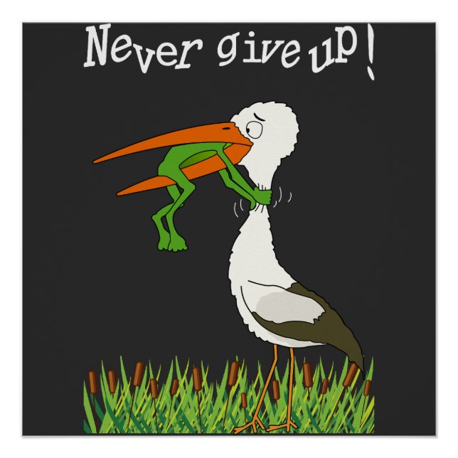 Never give up! T-shirt acrylic wall art gallery (Front)