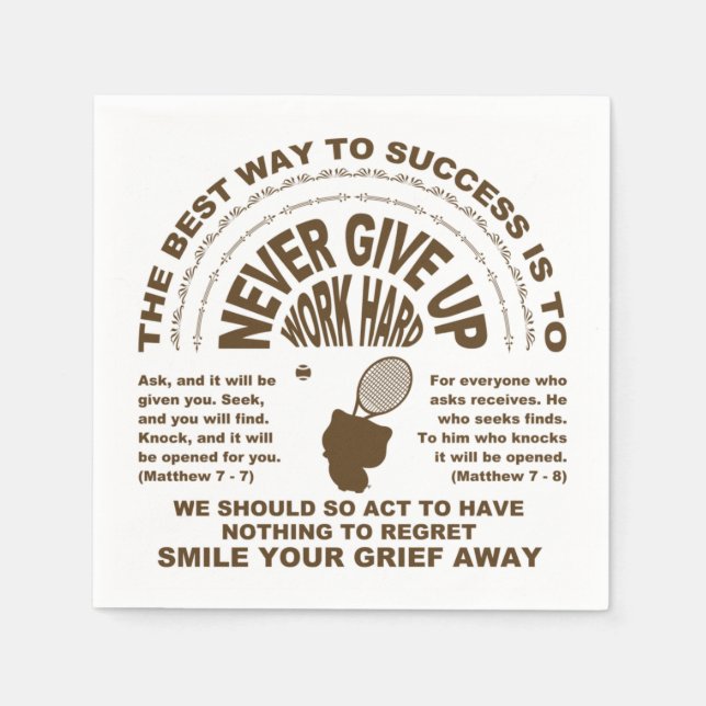 Never Give up (tennis) Napkins (Front)