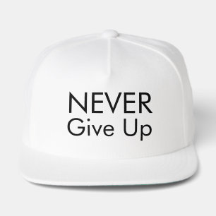 Never Give Up Text Mark Inspirational 5 Panel Snap Back Hat