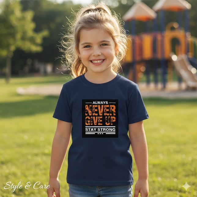 Never Give Up- text mark navy blue T-Shirt (Never Give Up- text mark navy blue T-Shirt)