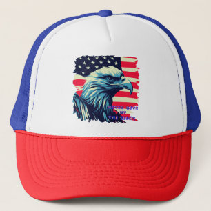 Never Give Up The Fight America Eagle USA Art Trucker Hat