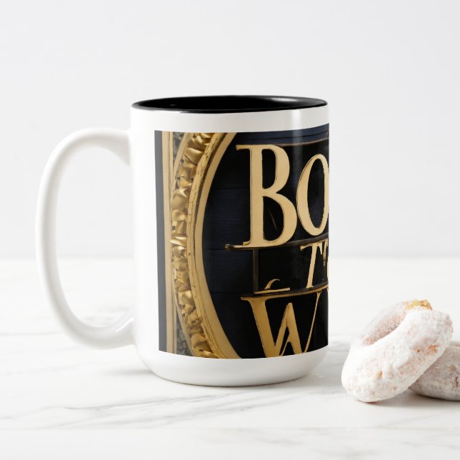 Never give up Two-Tone coffee mug (With Donut)