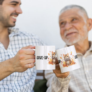 Never give up with Cute Bengal Cat in Fall Coffee Mug