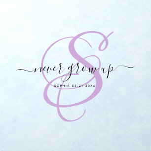 Never grow up Monogram Script Custom Name Wall Decal