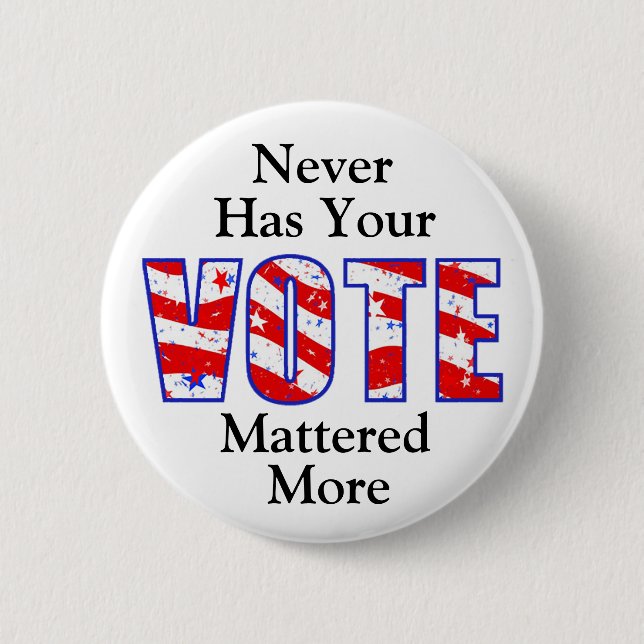 Never Has Your Vote Mattered More Button (Front)