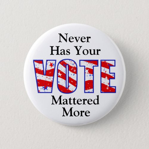 Never Has Your Vote Mattered More Button