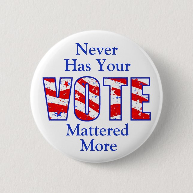 Never Has Your Vote Mattered More Button (Front)