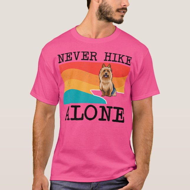 Never Hike Alone Australian Terrier Graphic Hiking T-Shirt (Front)