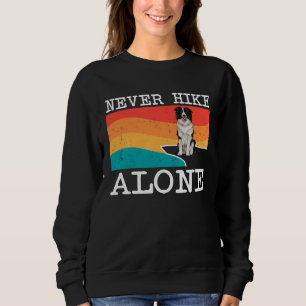 Never Hike Alone Border Collie Graphic Hiking Sweatshirt