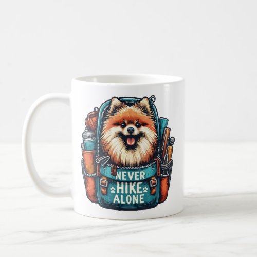 Never Hike Alone Pomeranian Spitz 2 Coffee Mug