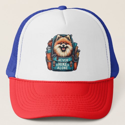 Never Hike Alone Pomeranian Spitz 2 Trucker Hat