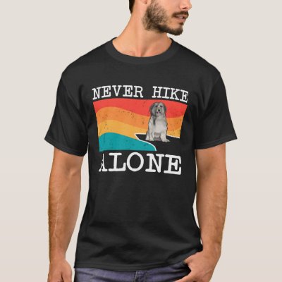 Never Hike Alone Pyrenean Shepherd Graphic Hiking T-Shirt