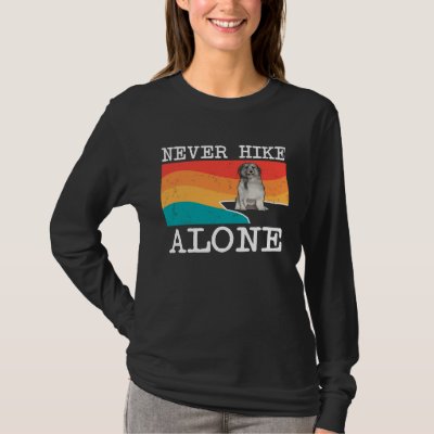 Never Hike Alone Pyrenean Shepherd Graphic Hiking T-Shirt