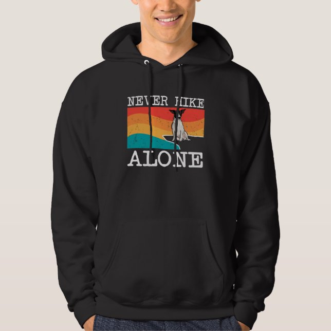 Never Hike Alone Rat Terrier Graphic Hiking Hoodie (Front)