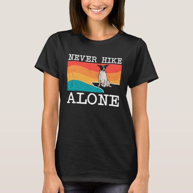 Never Hike Alone Rat Terrier Graphic Hiking T-Shirt (Front)