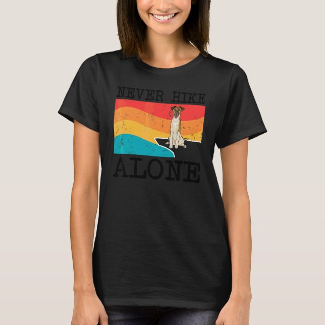 Never Hike Alone Smooth Fox Terrier Graphic Hiking T-Shirt (Front)