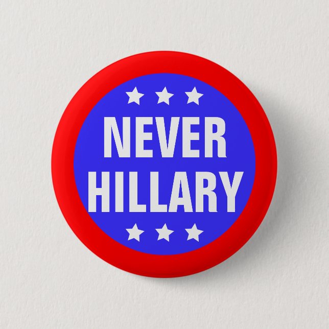 NEVER HILLARY For President 2016 Button (Front)