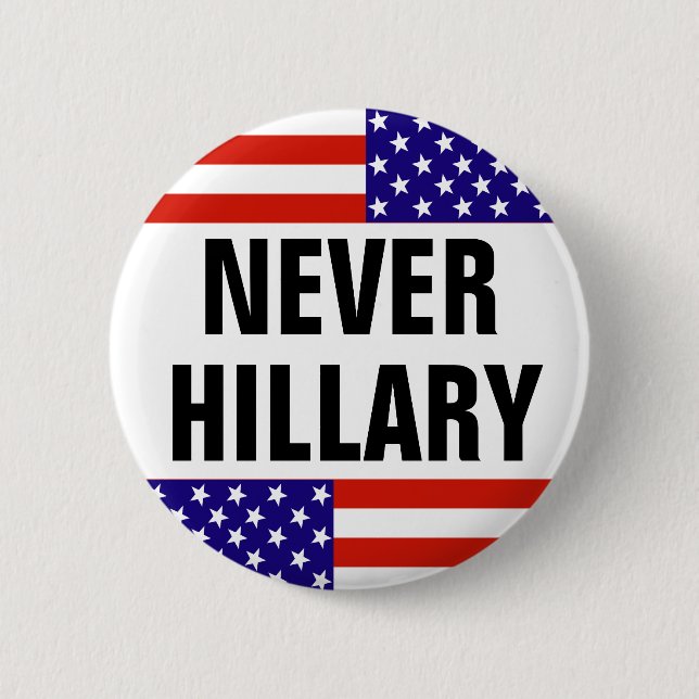 NEVER HILLARY For President 2016 Pinback Button (Front)