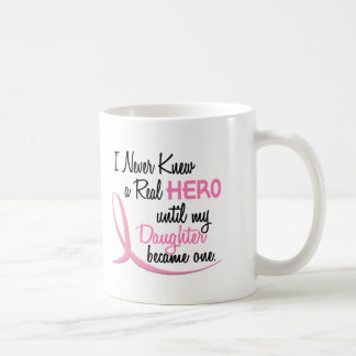 Never Knew A Real Hero 3 Daughter BREAST CANCER Coffee Mug