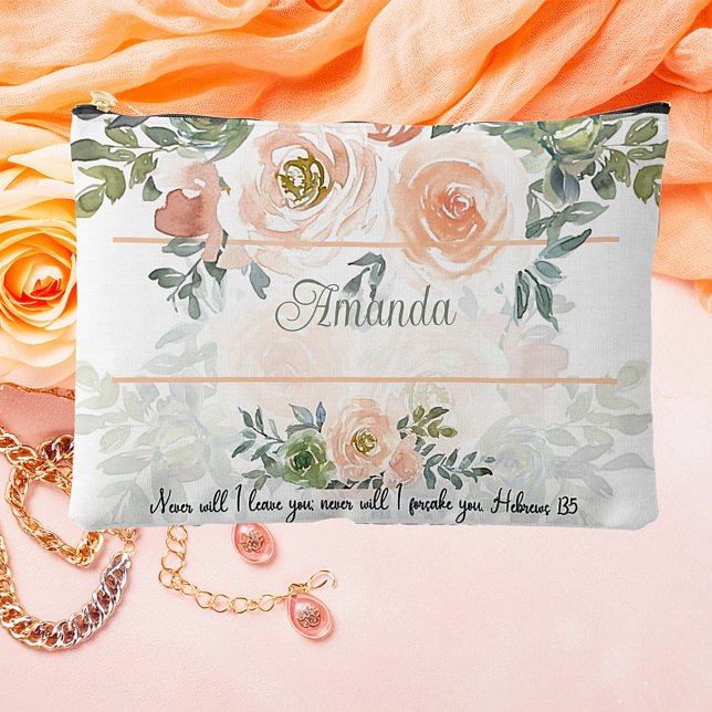 Never leave you floral personalized accessory pouch (Creator Uploaded)