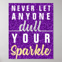 Never Dull Your Sparkle Quote, Girly Pink Glitter Keychain