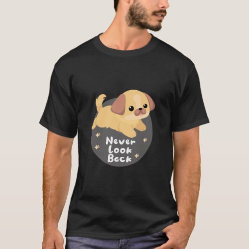 Never lock back Kawaii funny happy dog jumping  T_Shirt