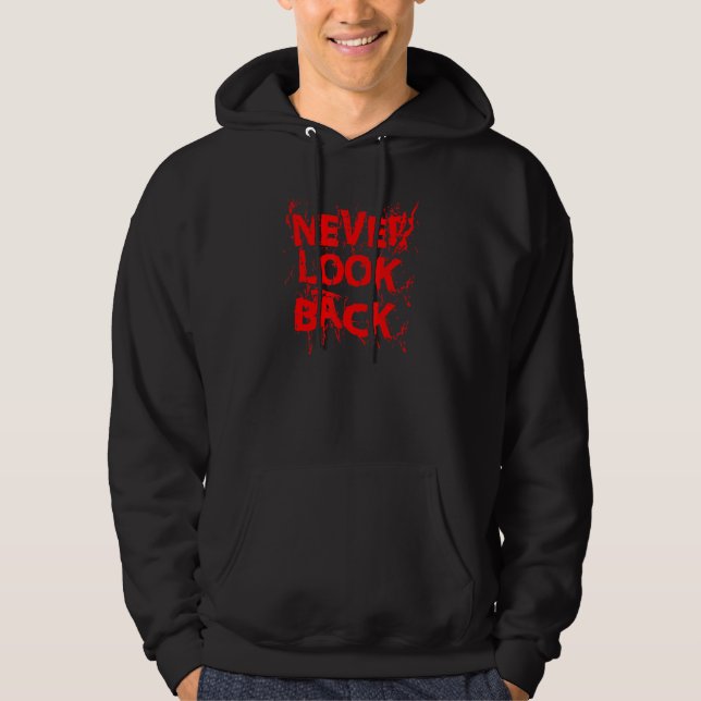 Never Look Back - Red Graphic Design Hoodie (Front)