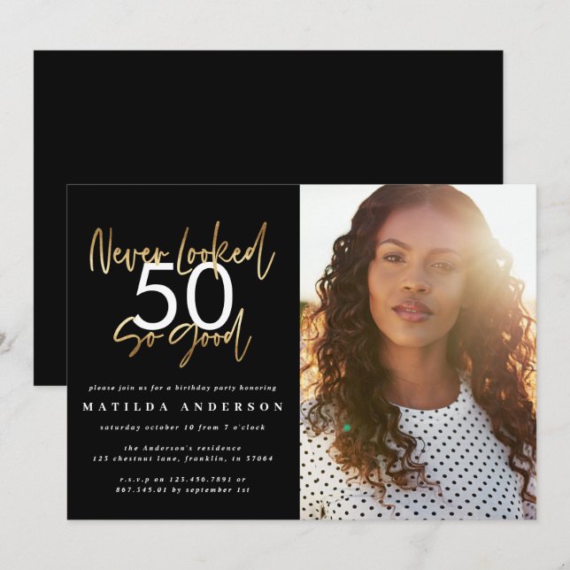 never looked so good photo birthday invitation (Front/Back)