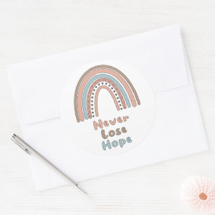 Never lose hope motivational colorful boho rainbow classic round sticker