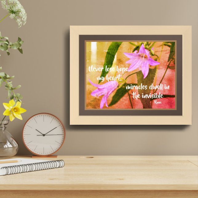 Never Lose Hope Rumi Inspirational Quote Framed Art (Table Top)