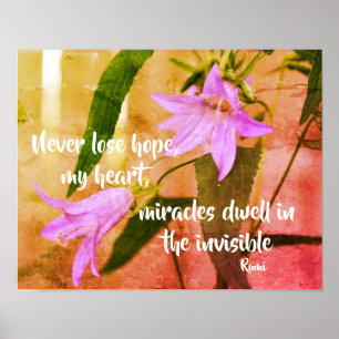 Never Lose Hope Rumi Inspirational Quote Poster