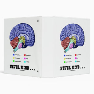 Never Mind ... Brain Anatomy Psyche Humor 3 Ring Binder
