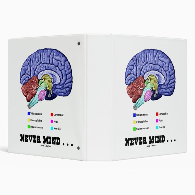 Never Mind ... Brain Anatomy Psyche Humor 3 Ring Binder