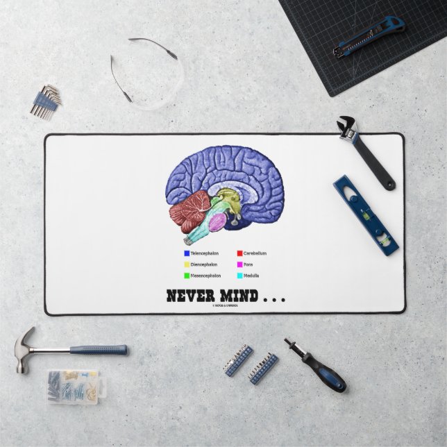 Never Mind ... Brain Anatomy Psyche Humor Desk Mat (Workstation)