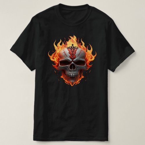 Never Mind Flaming Skull Metal Hard Rocker Music T_Shirt