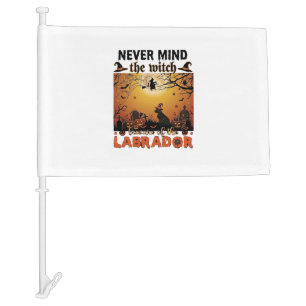 Never Mind Witch Beware Labrador Halloween Dog Pum Car Flag