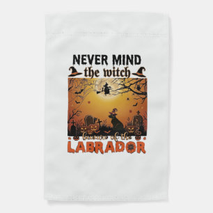 Never Mind Witch Beware Labrador Halloween Dog Pum Garden Flag