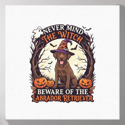 Never Mind Witch Beware Labrador Retriever Hallowe Canvas Photo Tile