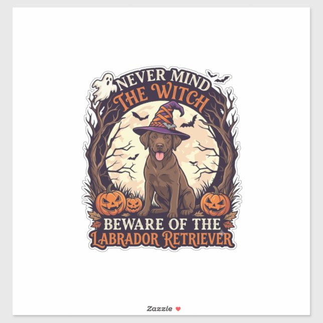 Never Mind Witch Beware Labrador Retriever Hallowe Sticker (Sheet)
