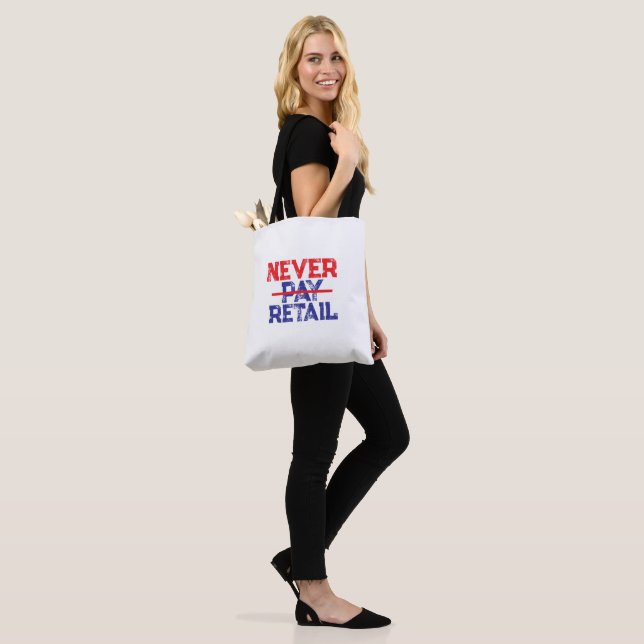 Never Pay Retail – Bold Shopper Statement Tee Tote Bag (On Model)